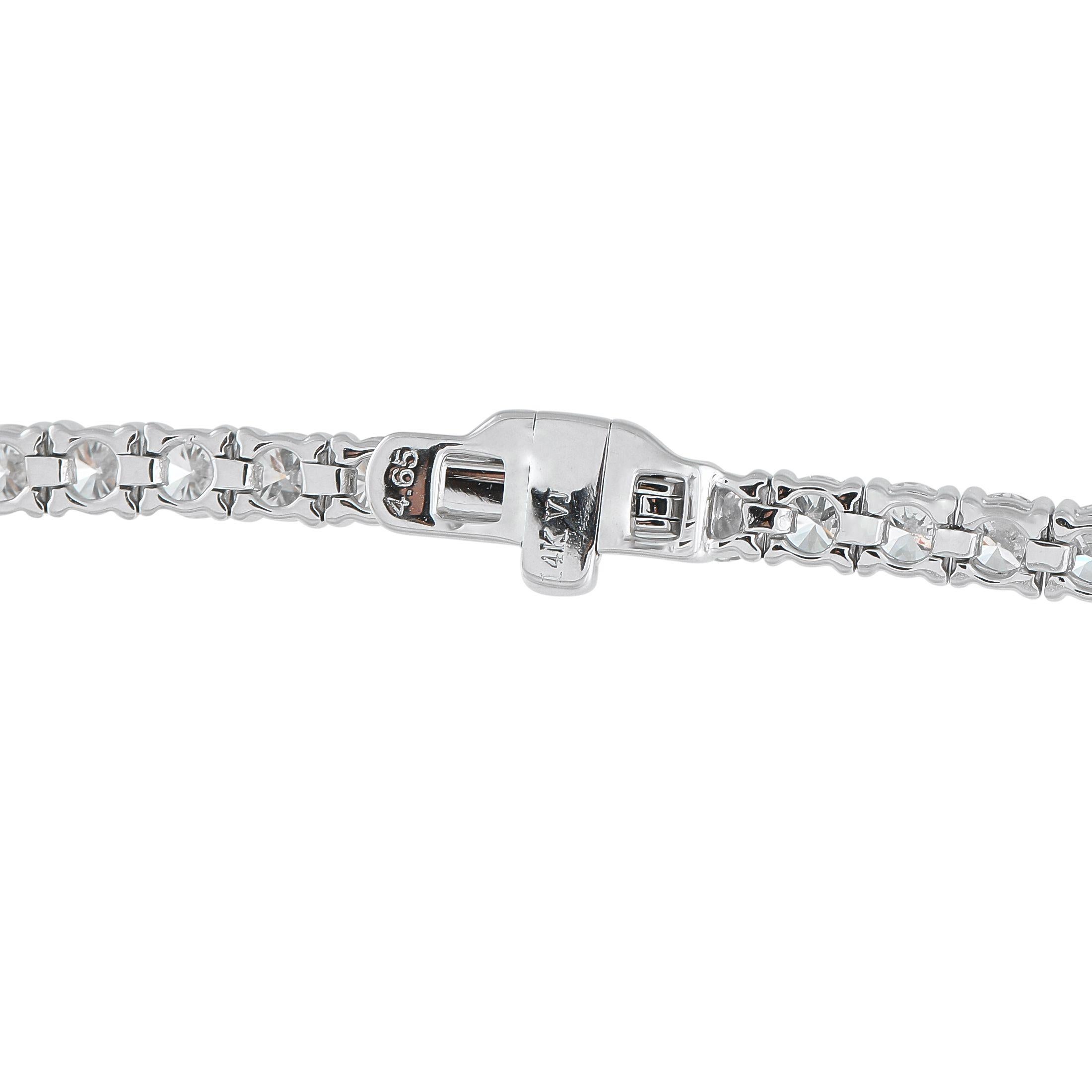 Pulsera Tenis Oro Blanco 14K 4,65ct Diamantes Corte redondo en venta