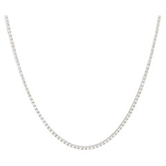 14k White Gold Natural Round Brilliant Diamond Tennis Necklace
