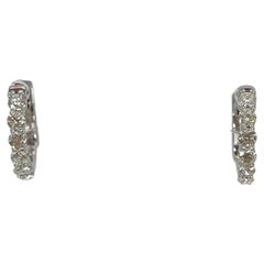 14K White Gold .47 CTW Diamond Huggie Hoop Earrings