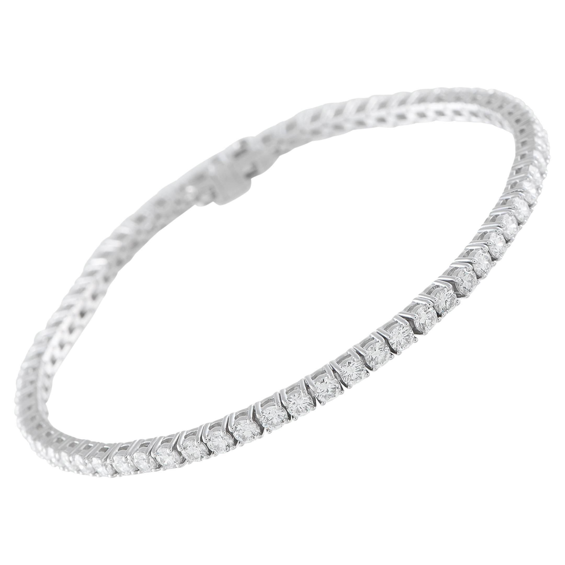 Pulsera Tenis Oro Blanco 14K 4.70ct Diamantes