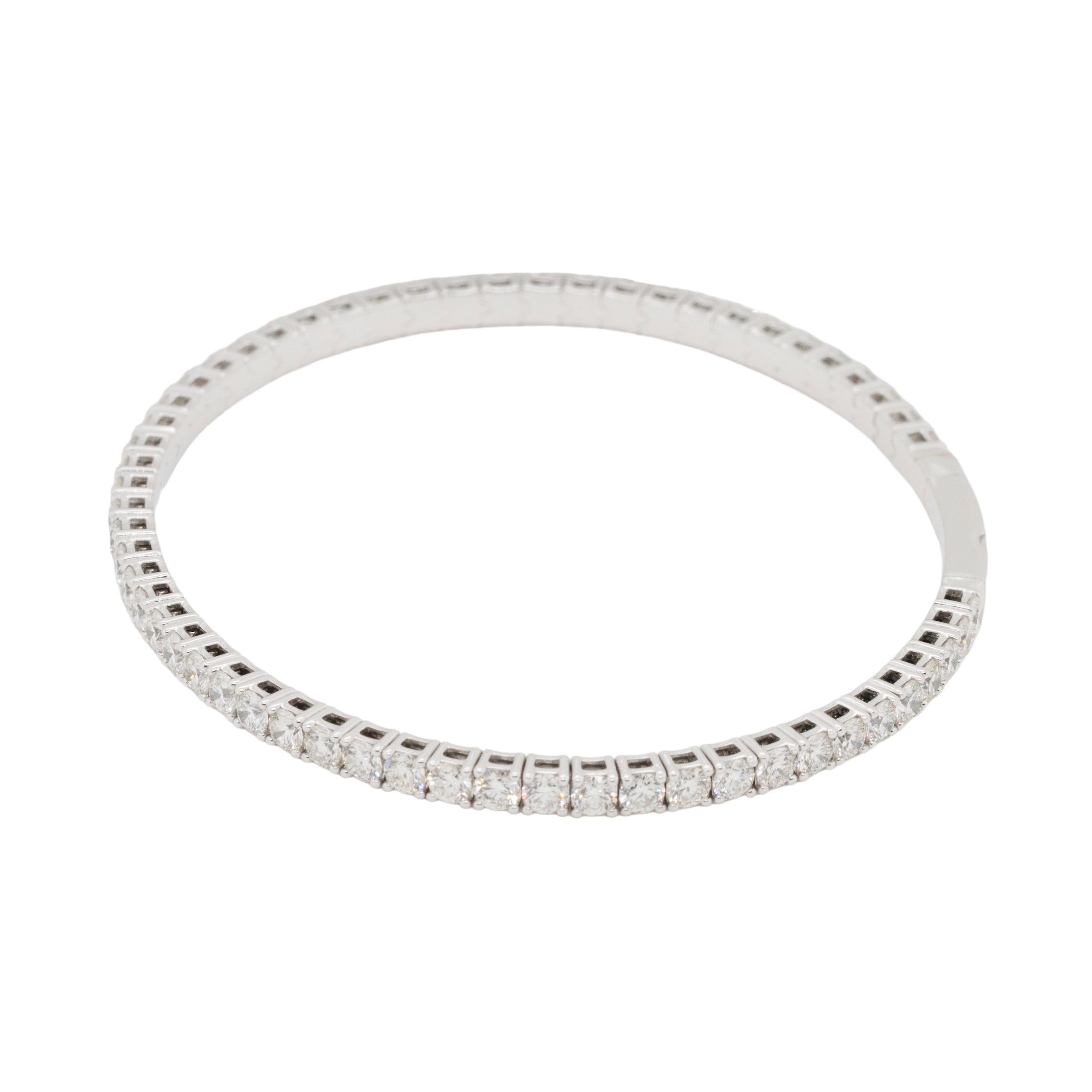 Bracelet jonc tennis extensible en or blanc 14 carats avec diamants naturels de 4,75 carats Unisexe en vente