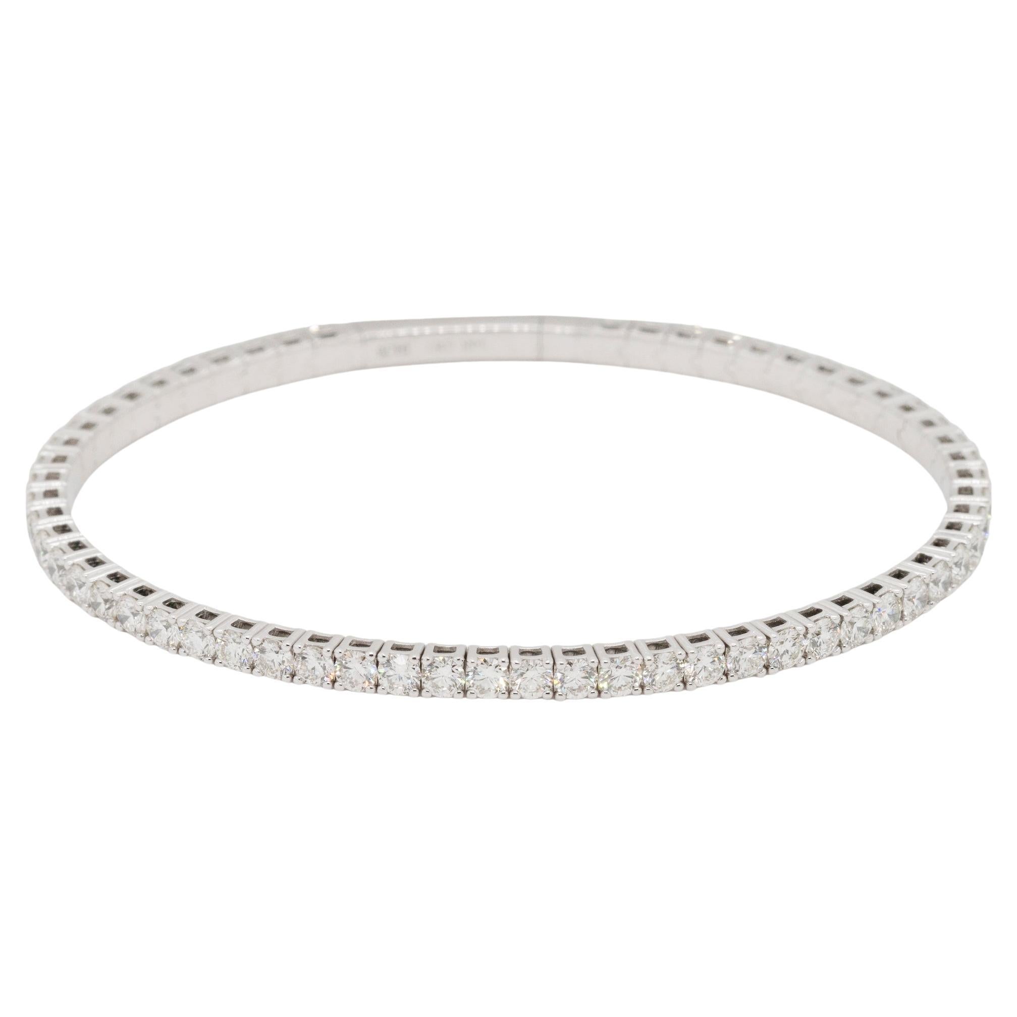 14k Weißgold 4,76 Karatw natürlicher Diamant Stretch-Armreif