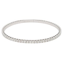 14k White Gold 4.76ctw Natural Diamond Stretch Bangle Bracelet