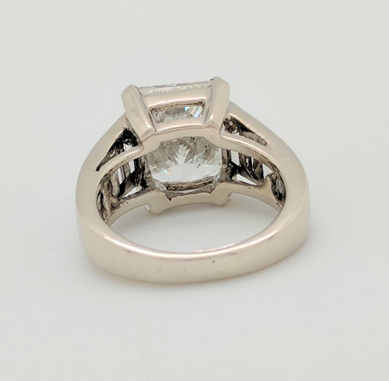 14 Karat White Gold 4.80 Carat Princess Cut Diamond Engagement Ring I1/G 5