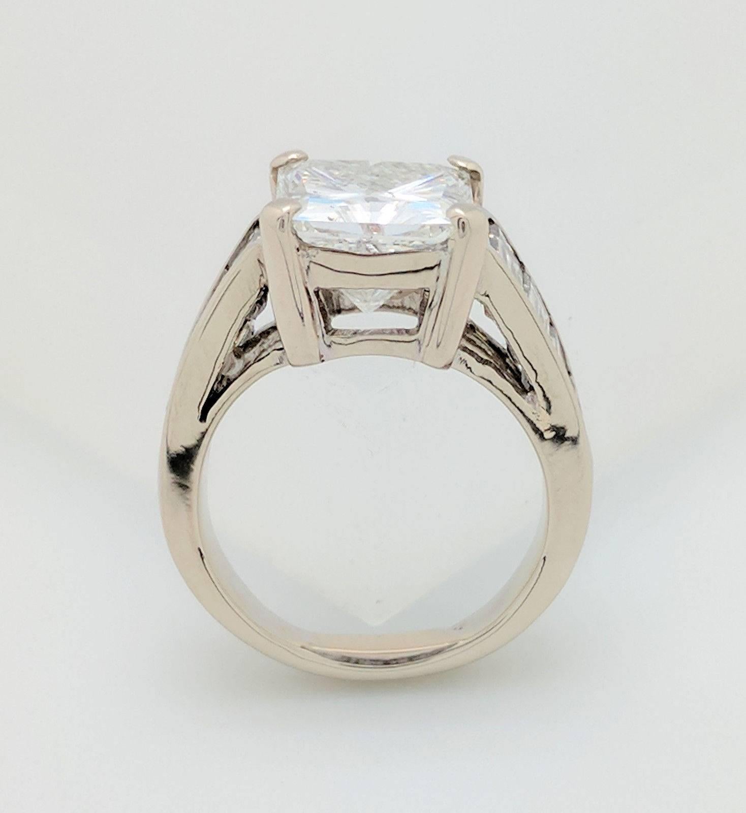 14 Karat White Gold 4.80 Carat Princess Cut Diamond Engagement Ring I1/G 4
