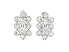 Orecchini a grappolo floreale con diamanti naturali rotondi da 4,81 carati in oro bianco 14K