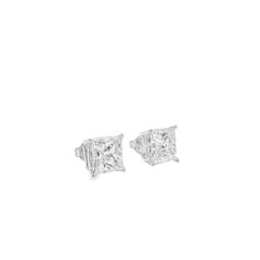 14k White Gold 4.88ctw GIA Certified Natural Princess Cut Diamond Earring Studs