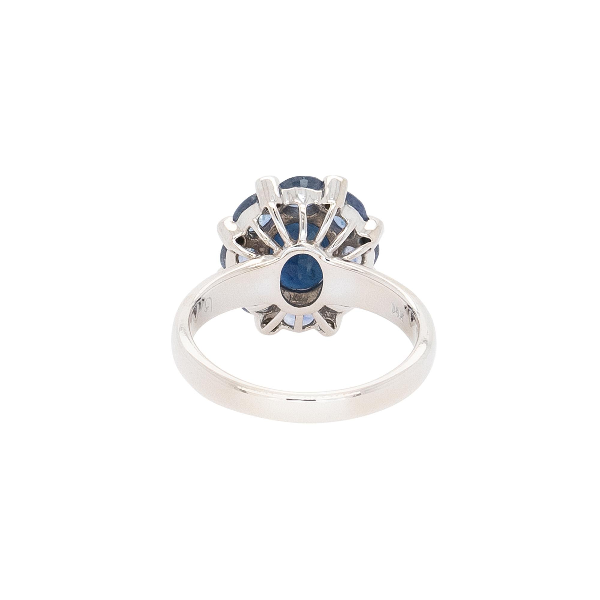 14k White Gold 4.8ctw Blue Sapphire Ring In condizioni ottime in vendita a Boca Raton, FL