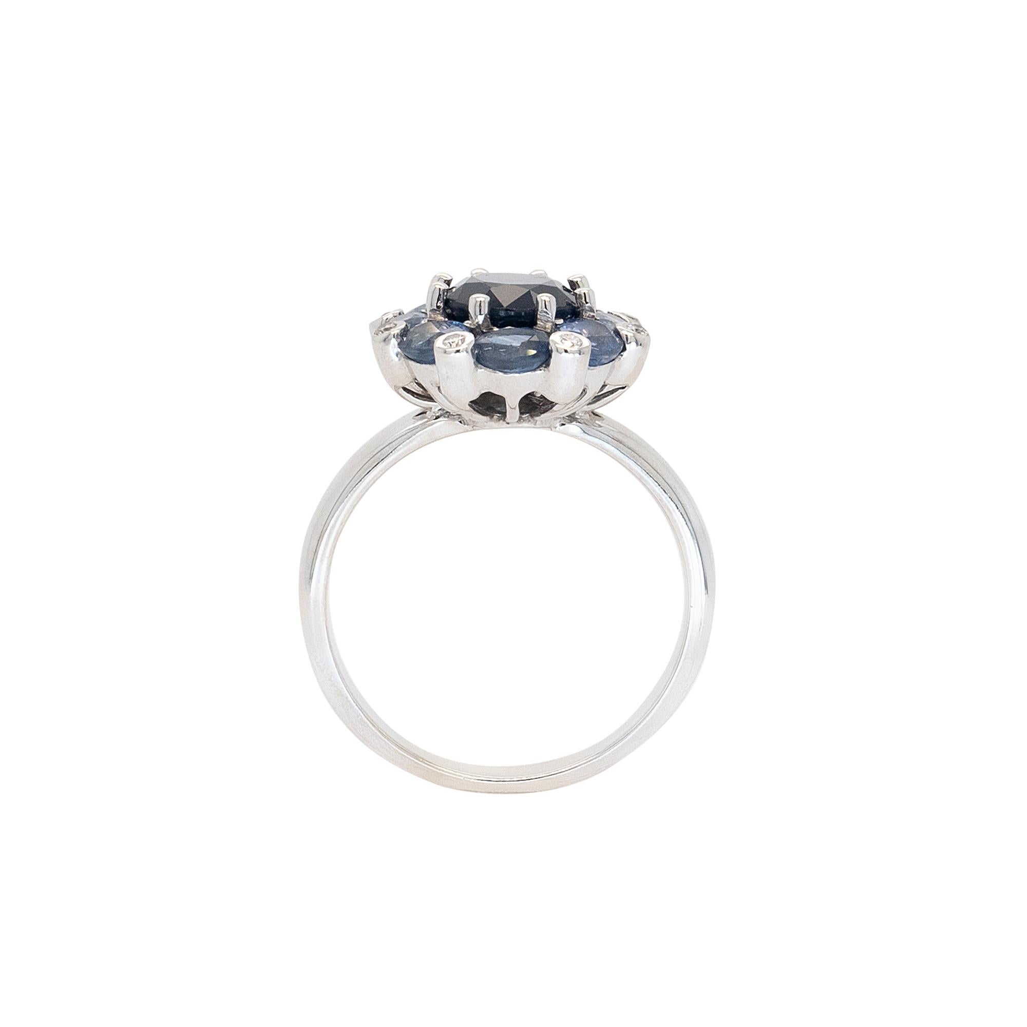 Donna 14k White Gold 4.8ctw Blue Sapphire Ring in vendita