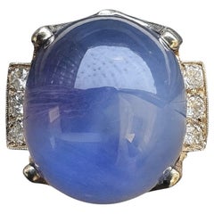 Bague étoile en or blanc 14 carats avec saphir et diamants