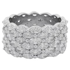 14k White Gold 4.94ctw Multi-Row Marquise Diamond Band