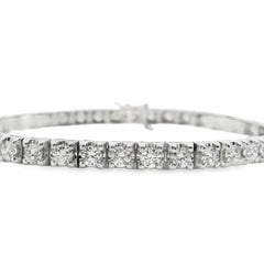 14k White Gold 4.98ctw Natural Round Brilliant Diamond Tennis Bracelet