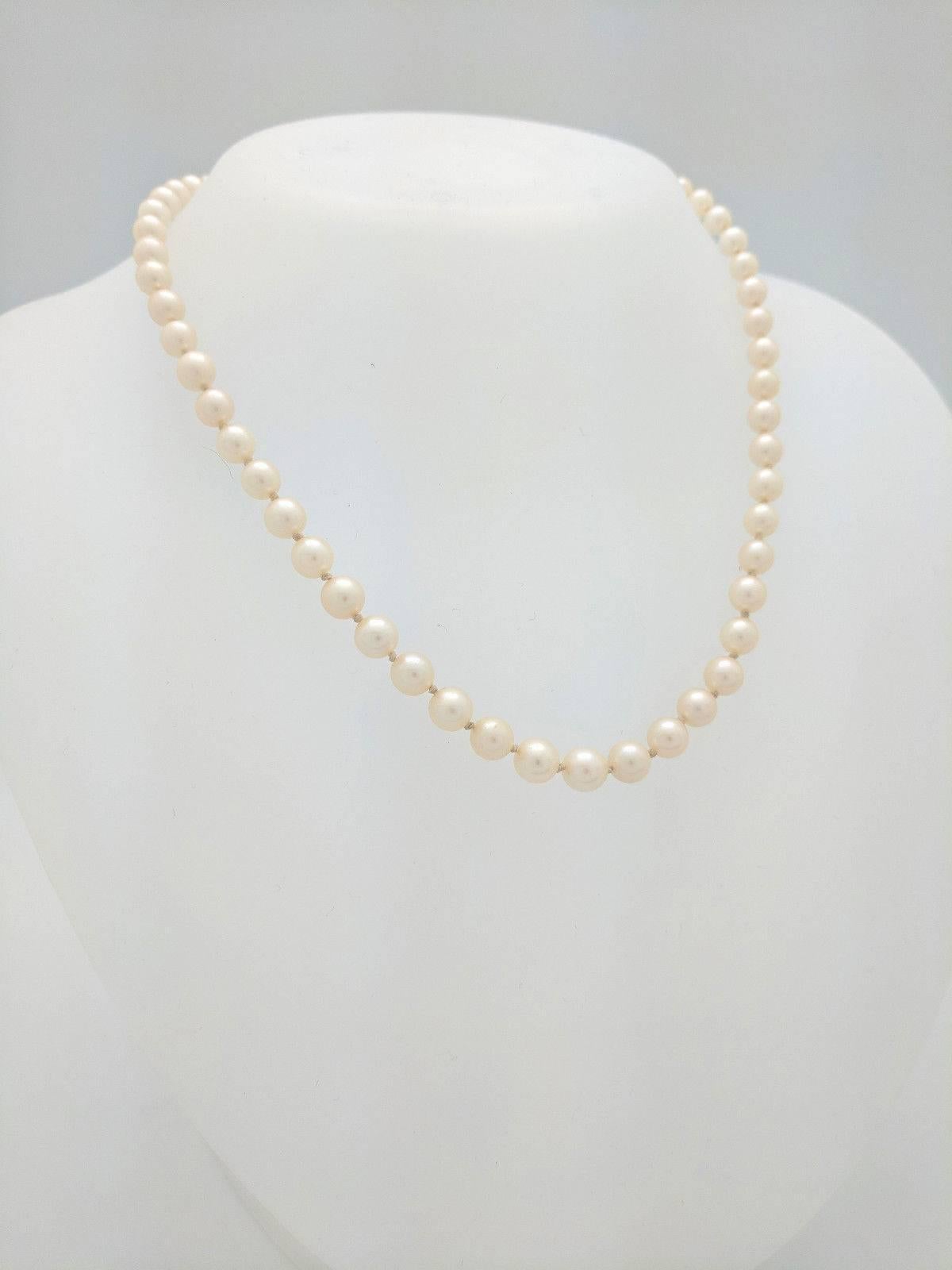 Early Victorian 14 Karat White Gold Graduating Cultured Pearl Necklace