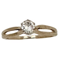 14k Weißgold ~ 4mm runder .25ct Diamant ~ Ring ~ Verlobungsring ~ Größe 6