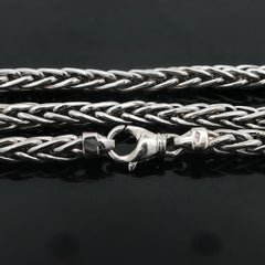 14k White Gold 4mm Thick Wheat Link 24" Chain Necklace Lobster Clasp 48.76g