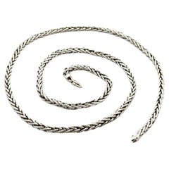 14k White Gold 4mm Thick Wheat Link 24" Chain Necklace Lobster Clasp 48.76g