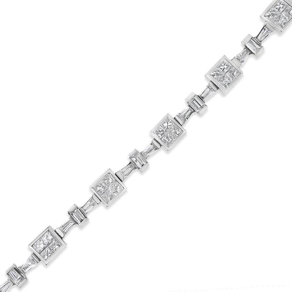 Contemporary 14k White Gold 5 3/4 Carat Diamond Tennis Bracelet For Sale