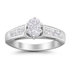 14K White Gold 5/8 Carat Pie Cut Diamond Oval Shape Solitaire Ring