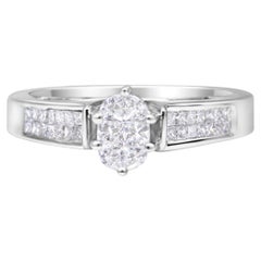 14K White Gold 5/8 Carat Pie Cut Diamond Oval Shape Solitaire Ring