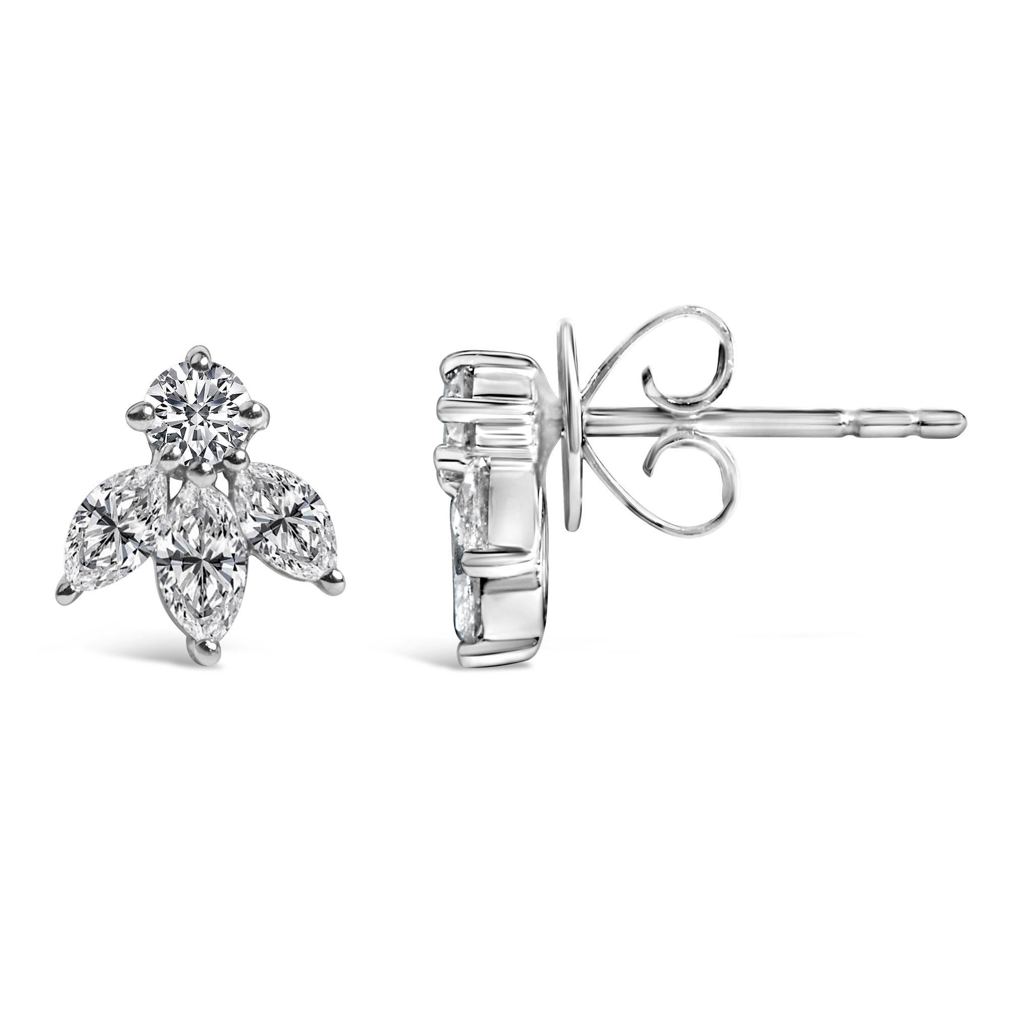 Moderno Orecchini a perno in oro bianco 14K con diamante Marquise da 5/8 Cttw