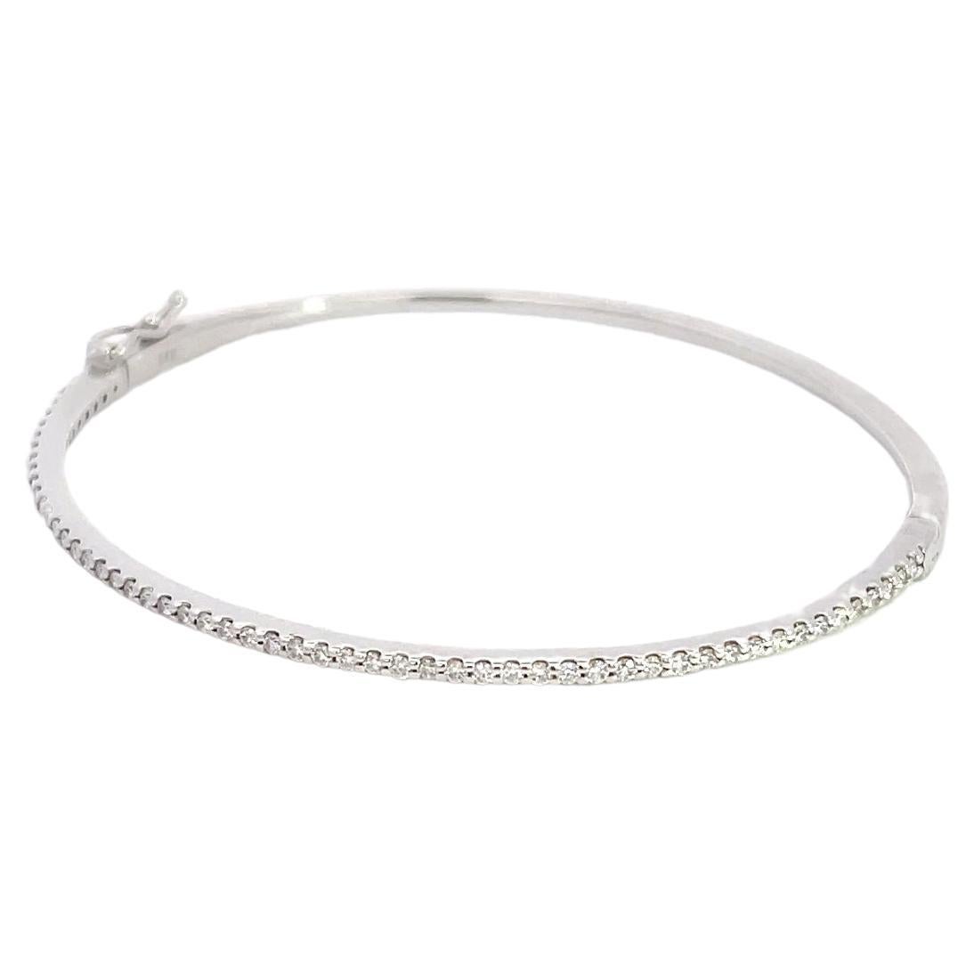 14K White Gold 5/8ctw Diamond Bangle For Sale