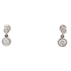 14K White Gold 5/8ctw Diamond Bezel Drop Earrings