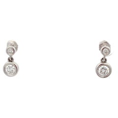 Boucles d'oreilles pendantes en or blanc 14K avec lunette et diamant 5/8ctw