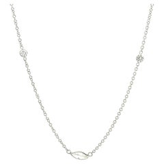 14K White Gold 5/8ctw Diamonds by the yard with 0.30ctw Marquise Center Necklace