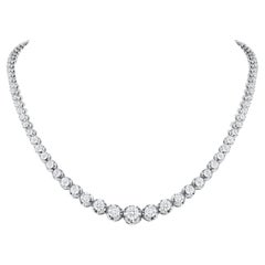 14k White Gold 5 Carat Graduated Diamond Tennis Necklace Illusion Setting