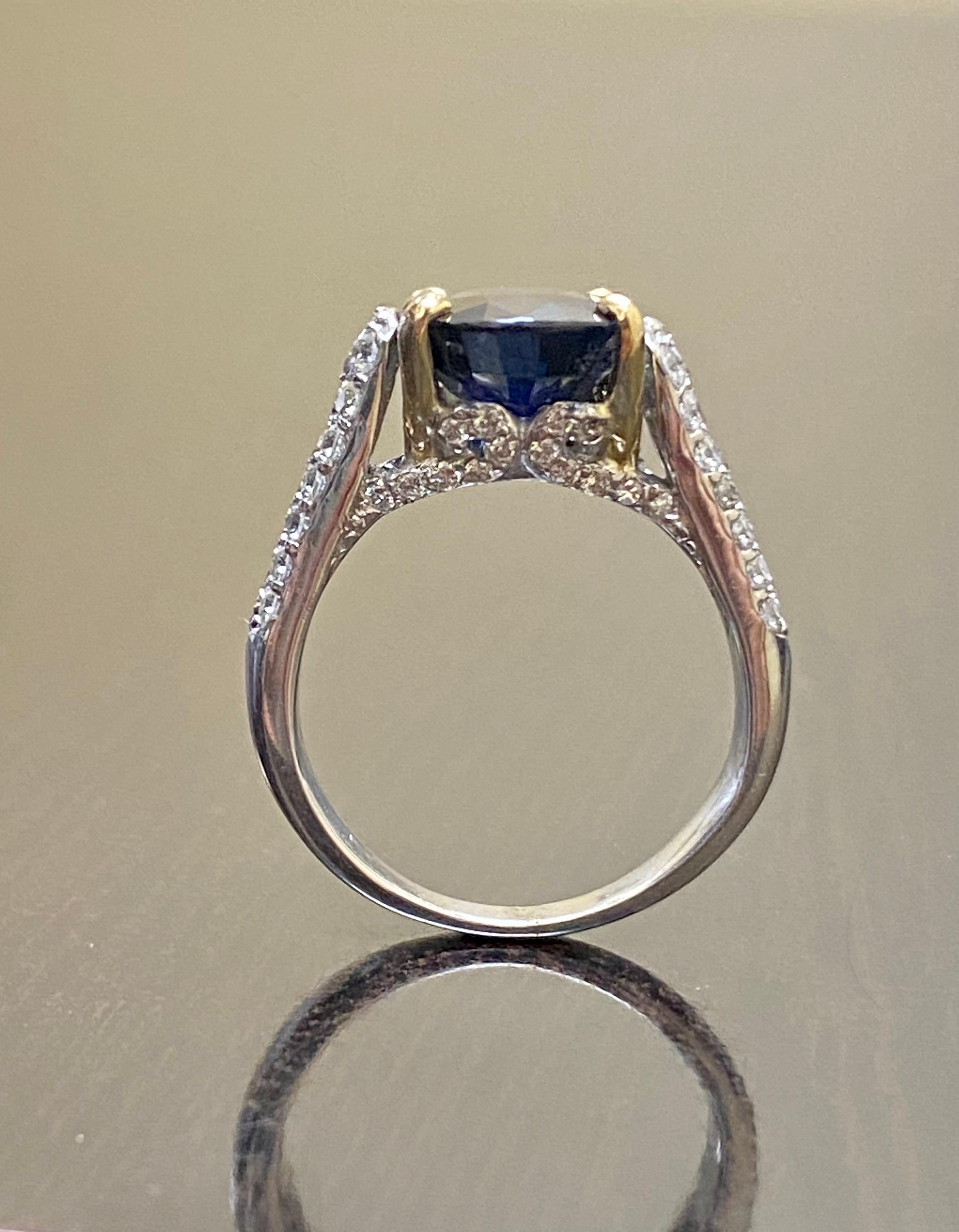 DeKara Designs Collection

Our latest design! An elegant and lustrous Blue Sapphire surrounded beautifully by diamonds in a two tone unique setting!

Metal- 14K White Gold, .583.

Size- 6 1/2.

Stones- Genuine Oval Midnight Blue Sapphire 5.02