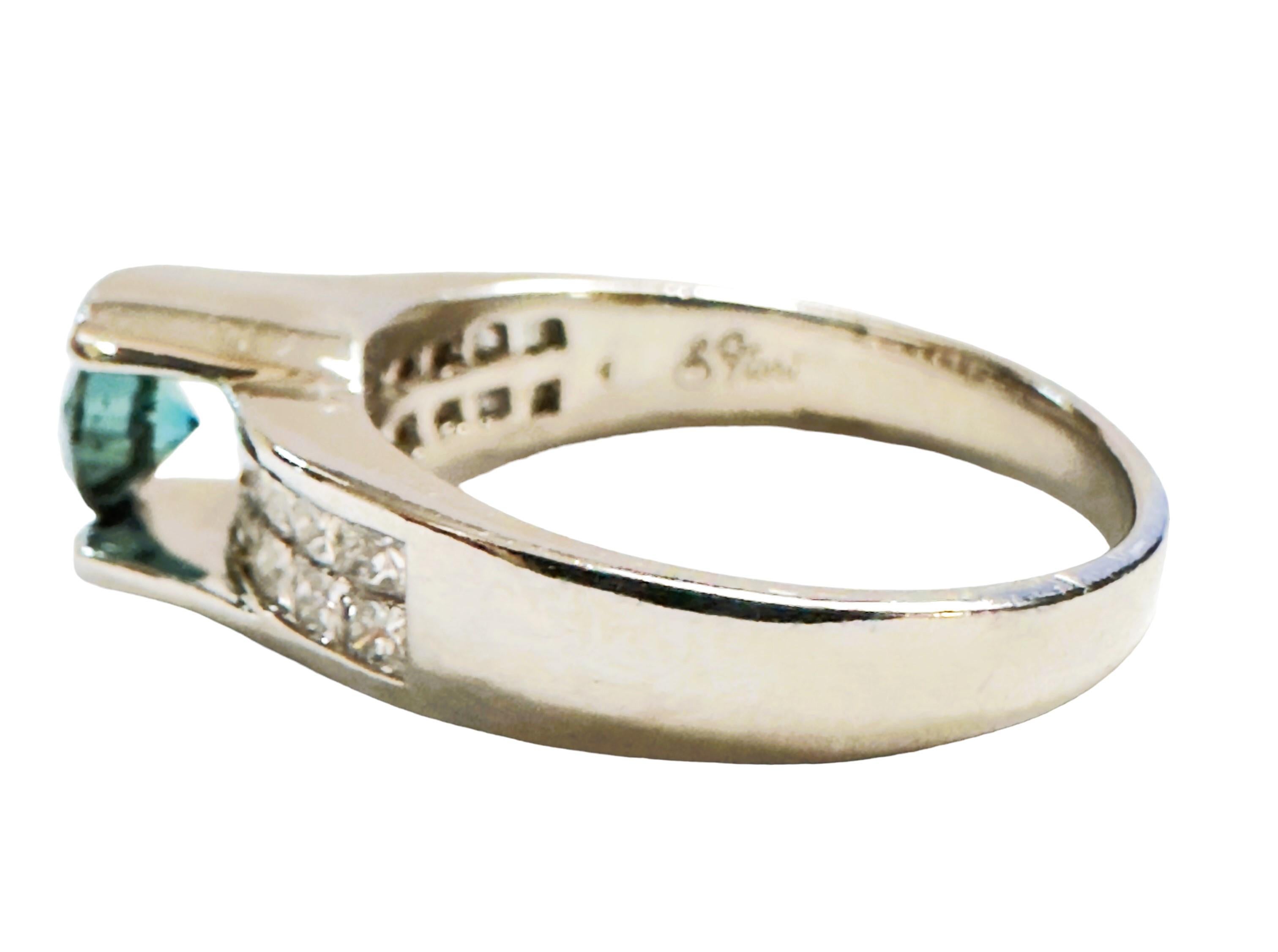 Princess Cut 14k White Gold .5 Ct Blue Diamond & 1.25 CT White Diamond Ring Appraisal - Italy
