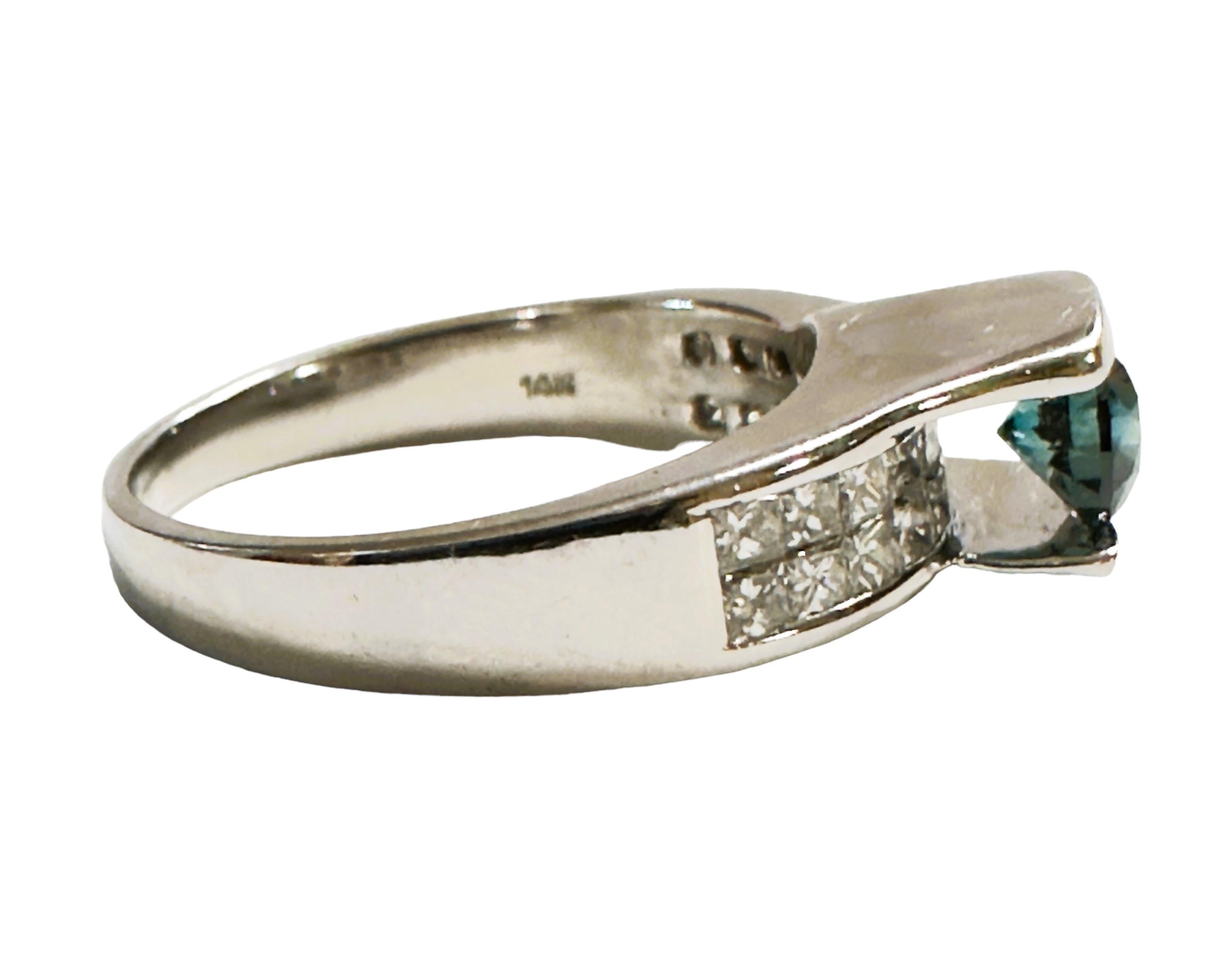 14k White Gold .5 Ct Blue Diamond & 1.25 CT White Diamond Ring Appraisal - Italy 1