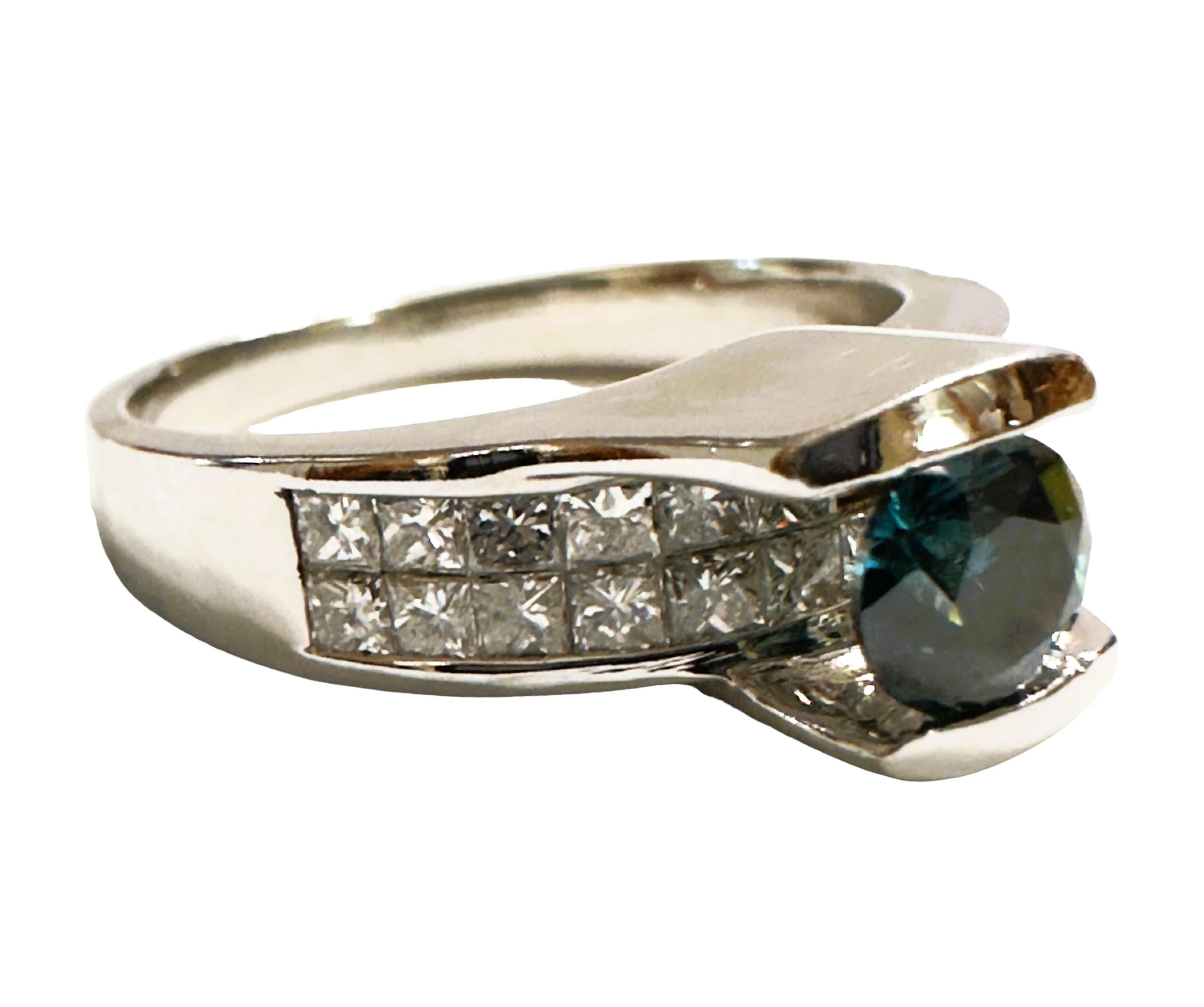 14k White Gold .5 Ct Blue Diamond & 1.25 CT White Diamond Ring Appraisal - Italy 2