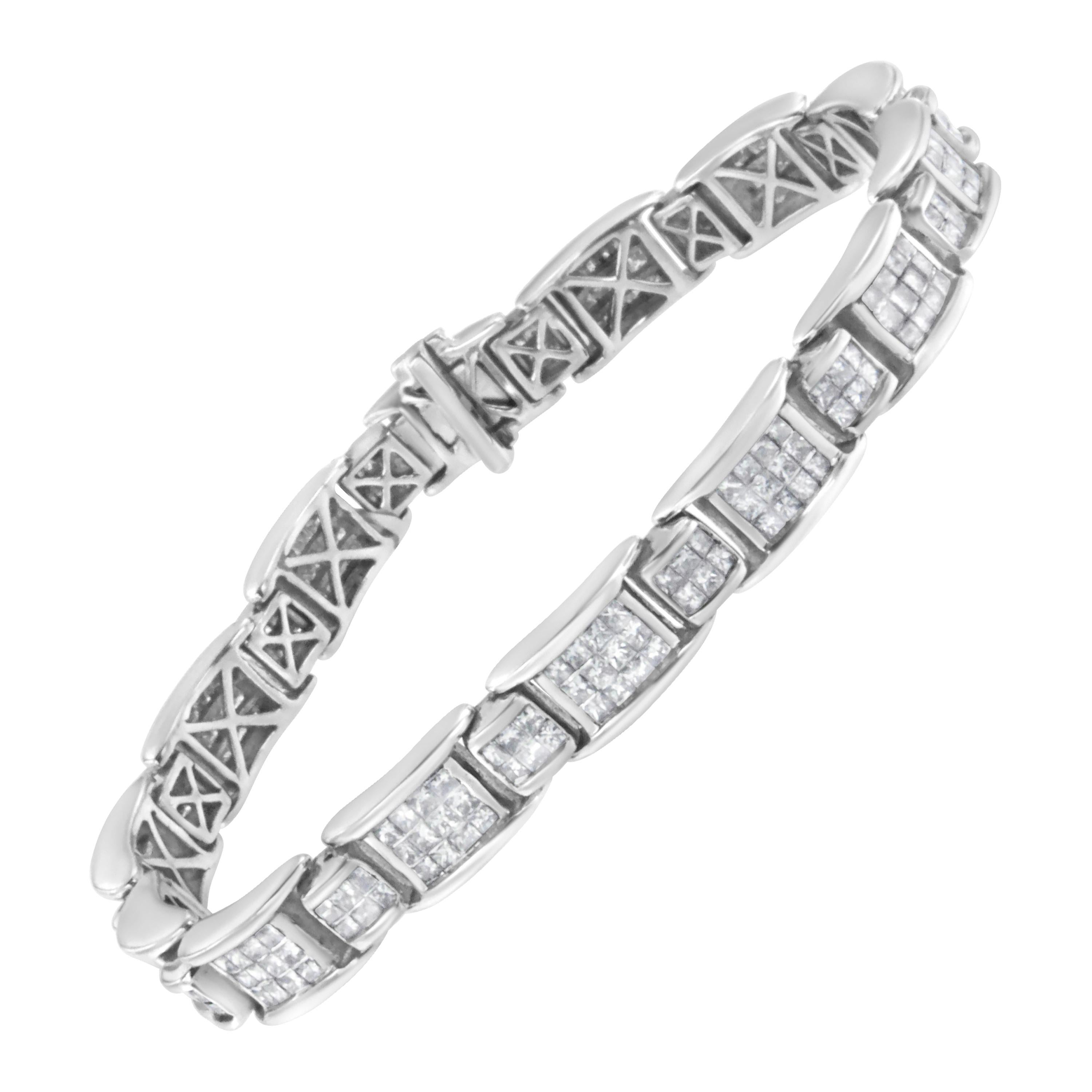 14K White Gold 5 Cttw Diamond Link Bracelet 'G-H Color, SI1-SI2 Clarity'