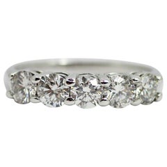 14 Karat White Gold 5 Diamond Wedding Ring with 1.25 Carat