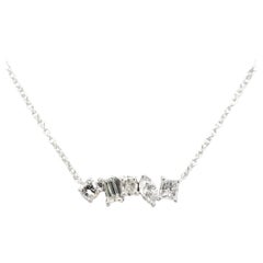 14k White Gold 5 Different Cut Prong Set Diamond Necklace with 1.20cts. in Dia