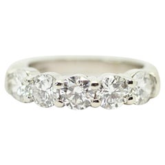 14k White Gold 5 Round Brilliant Cut Diamonds 2.00cts