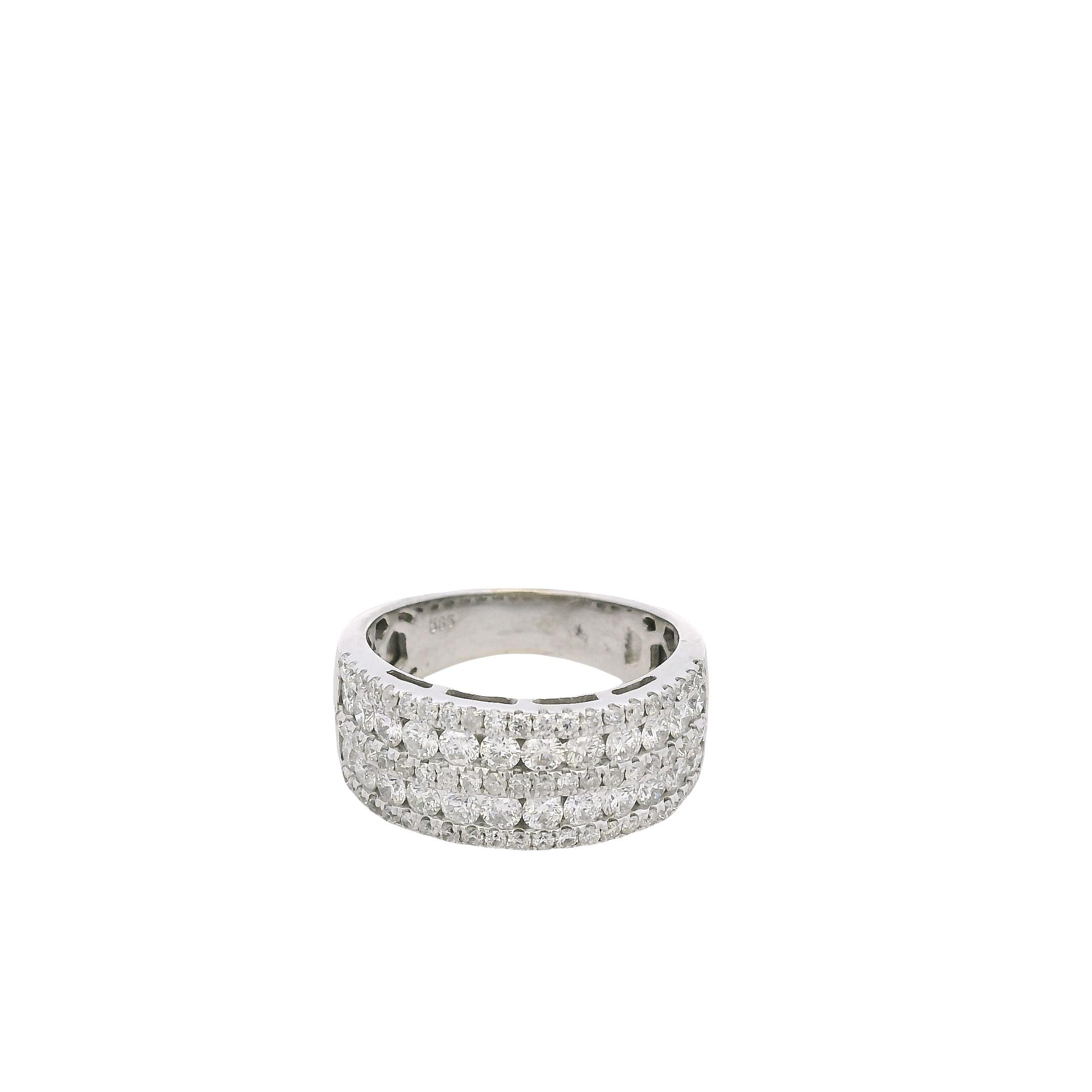 Jonc en or blanc 14k 5 Row 1.25ctw Diamond Wedding Band en vente 5