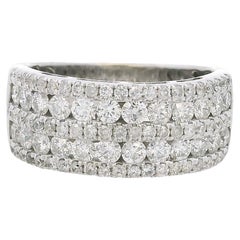14k White Gold 5 Row 1.25ctw Diamond Wedding Band