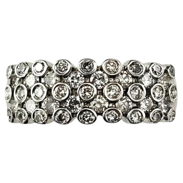 Anello a fascia con 5 file di diamanti in oro bianco 14K misura 6,75 #23744