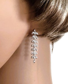 14K White Gold .50 Carat Diamond Dangle Post Earrings 1.25 Inches Long
