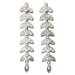 14K White Gold .50 Carat Diamond Dangle Post Earrings 1.25 Inches Long