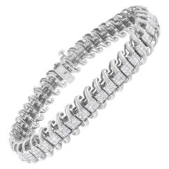 Bracciale tennis S Link in oro bianco 14K con diamanti da 5,0 carati