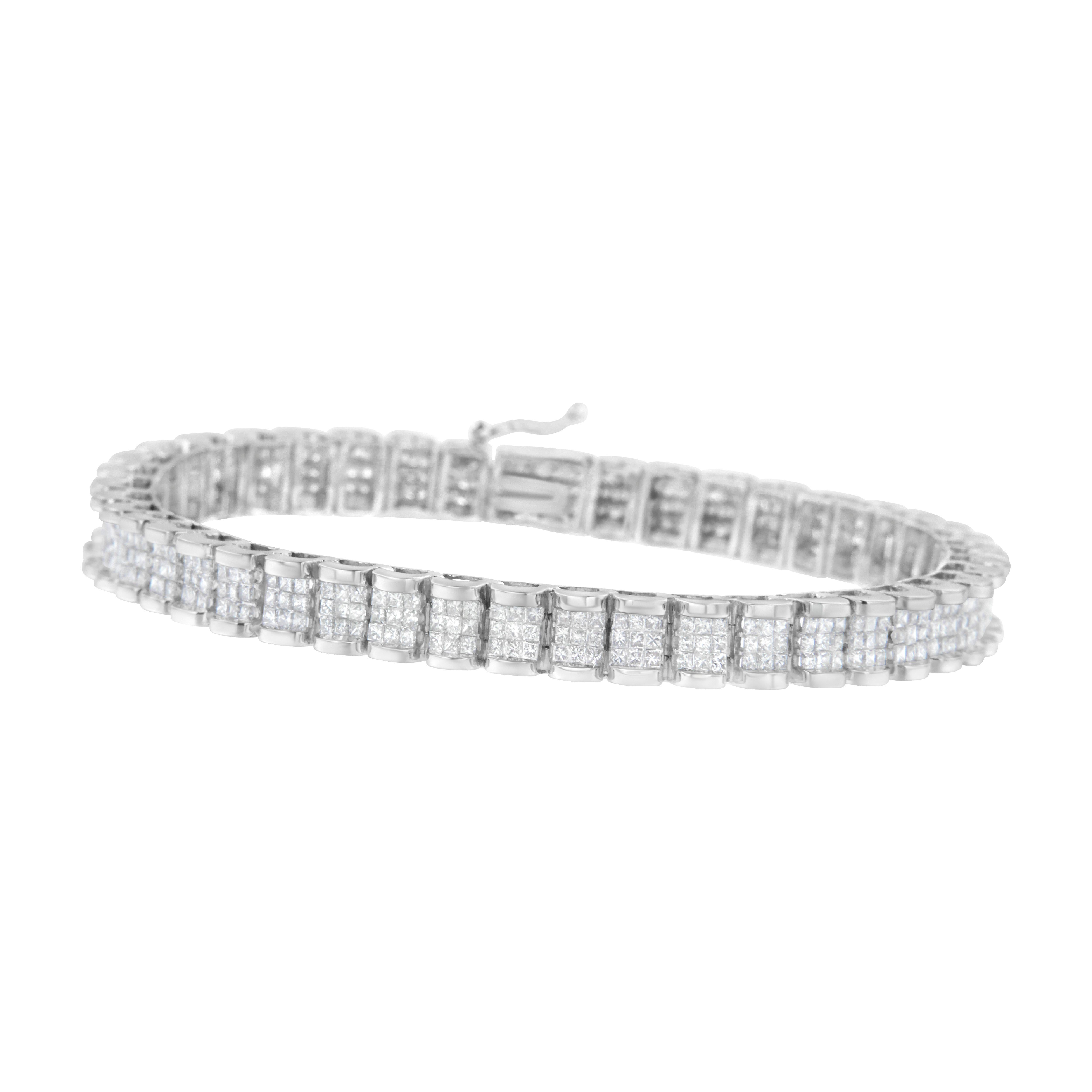 Contemporain Bracelet tennis en or blanc 14 carats avec diamants de 5,0 carats en vente