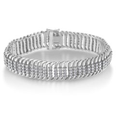 14K White Gold 5.0 Carat Multi Row Diamond Bracelet