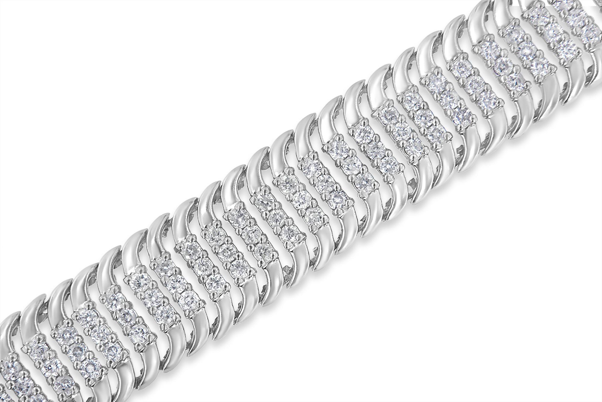 Contemporary 14K White Gold 5.0 Carat Multi Row Diamond Bracelet For Sale