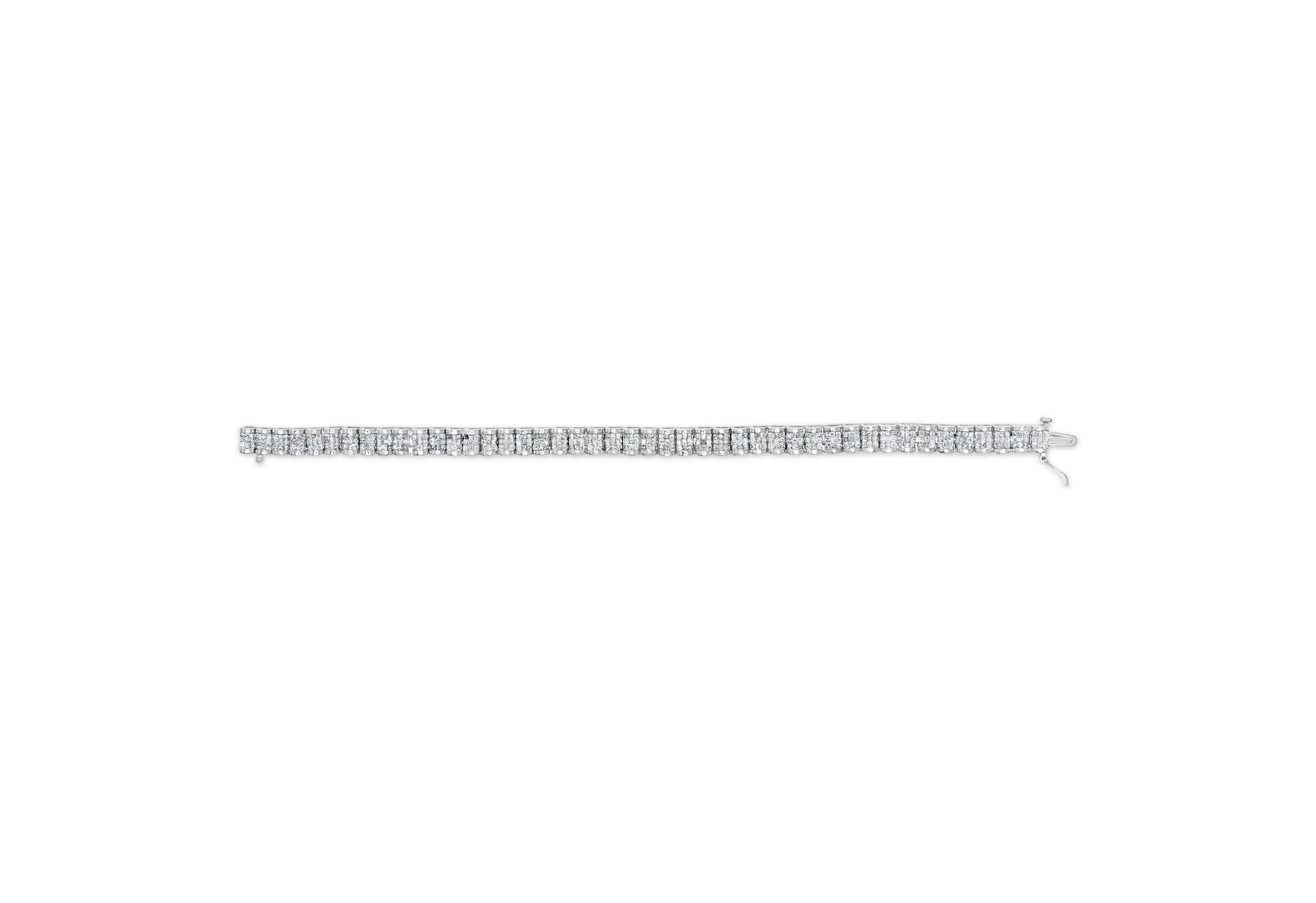 Taille princesse Bracelet tennis ceinture et boucle en or blanc 14K 5.0 carats diamants taille princesse en vente