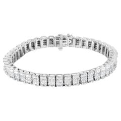 Bracelet tennis ceinture et boucle en or blanc 14K 5.0 carats diamants taille princesse