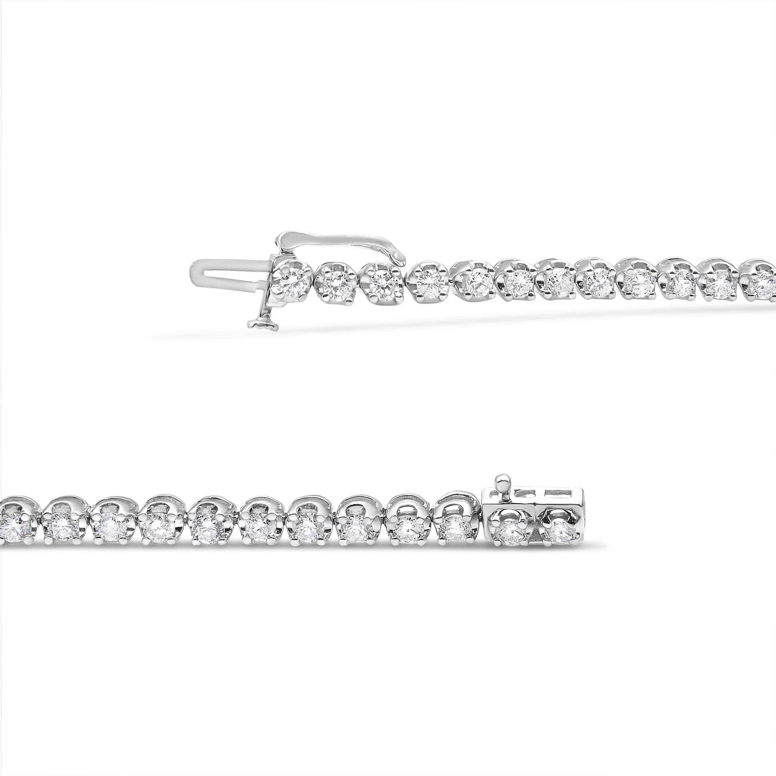 Contemporary 14K White Gold 5.0 Carat Round Diamond Classic Tennis Bracelet for Women For Sale