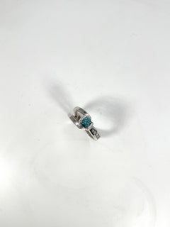 14K White Gold .50 CT Irradiated Blue Diamond and .60 CTW White Diamond Ring
